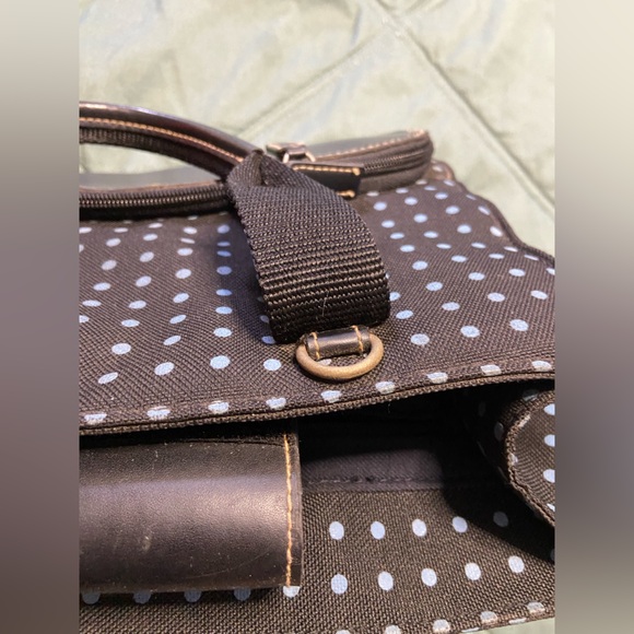 TOMMY HILFIGER Black-Blue POLKA DOT Canvas Handbag - Picture 6 of 11